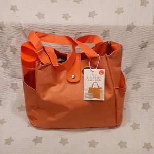 Insulated orange lunch tote